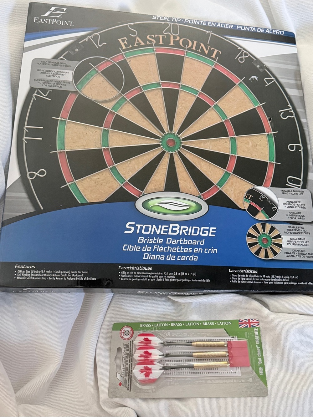 EastPoint StoneBridge Bristle Dartboard Set w Swiftflyte Darts New sealed packs